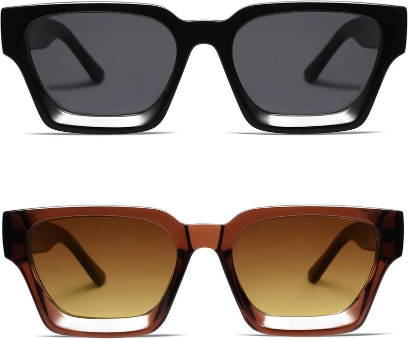 VANLINKER Thick Square Sunglasses for Men Women Retro Chunky Rectangle Shades UV400 Protection VL9731 - Image 2